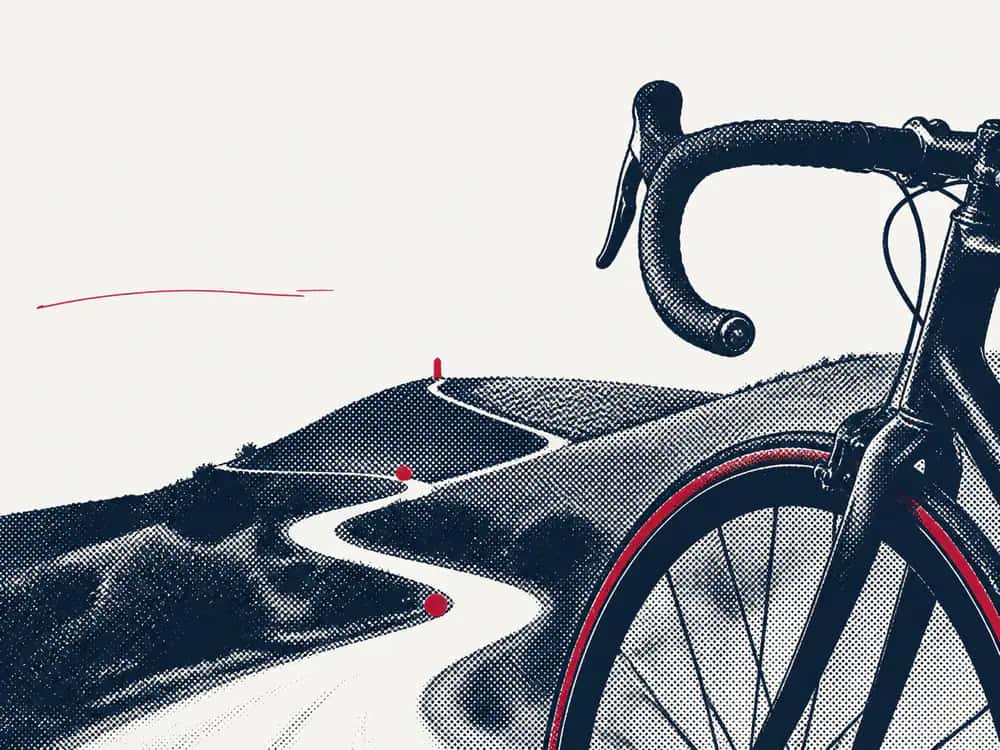 A printed bicycle route winding through the Beaujolais hills